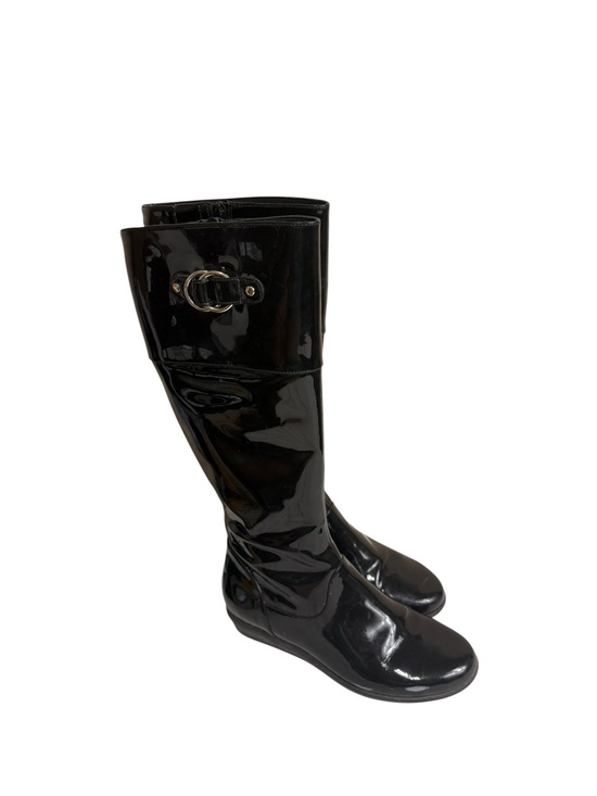 Cole Haan Shoes - Cole Haan Black Patent Knee Boots with Buckle Accent size 6
